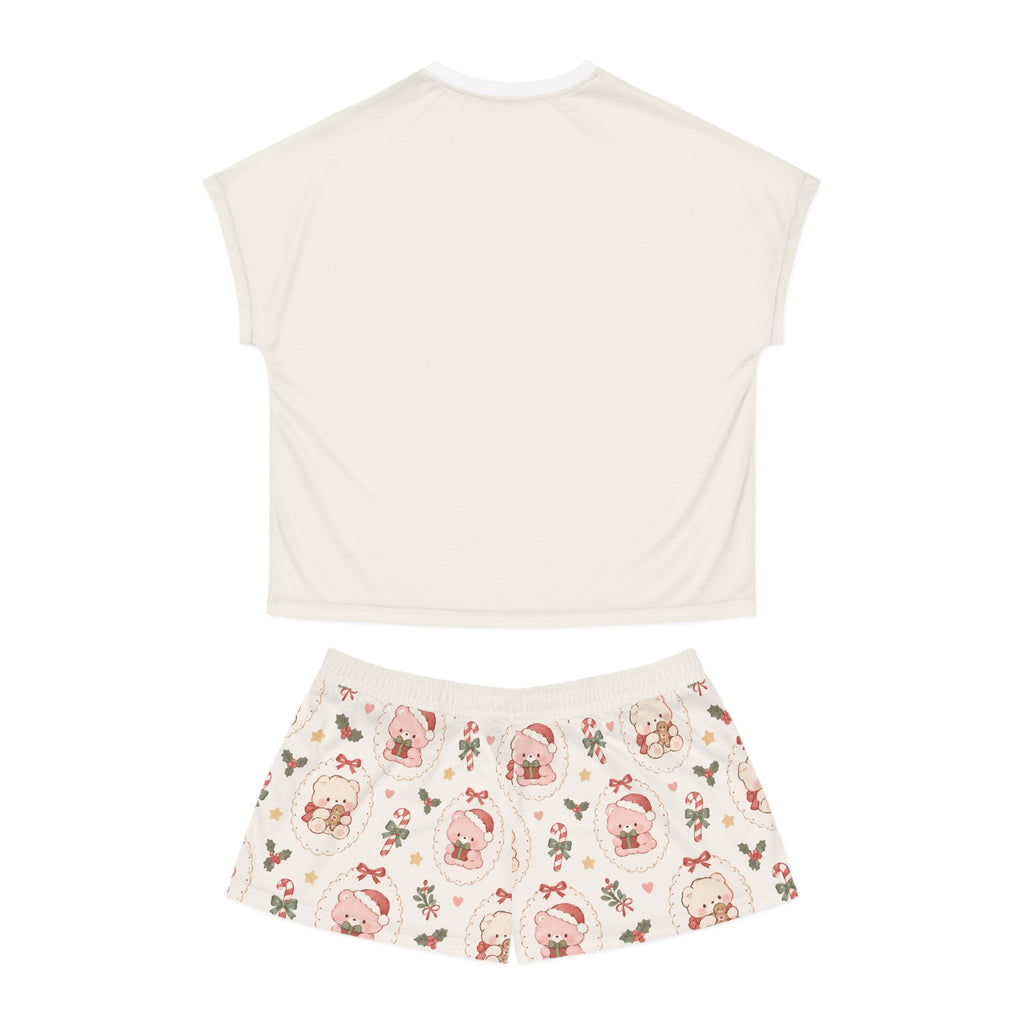 Cute Santa Bear Ho Ho Ho Pajama Set | Short Pajamas