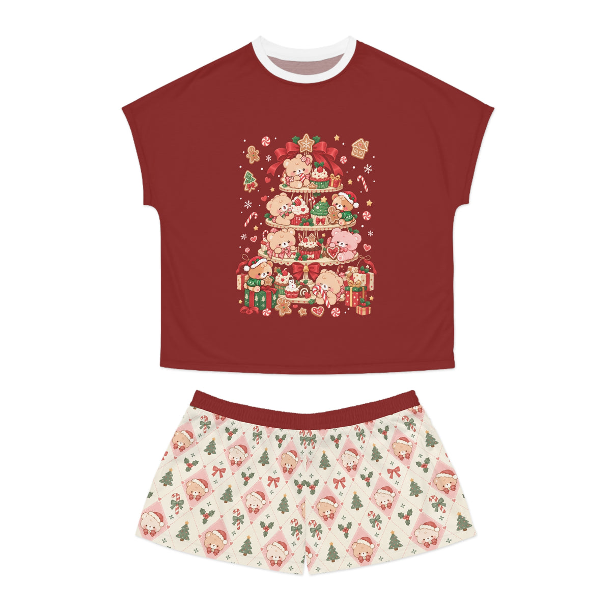 Cute Kawaii Christmas Tree Pile Pajama Set