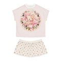 Cute Bear Family Floral Wreath Women's Pajama Set | Short Pajamas