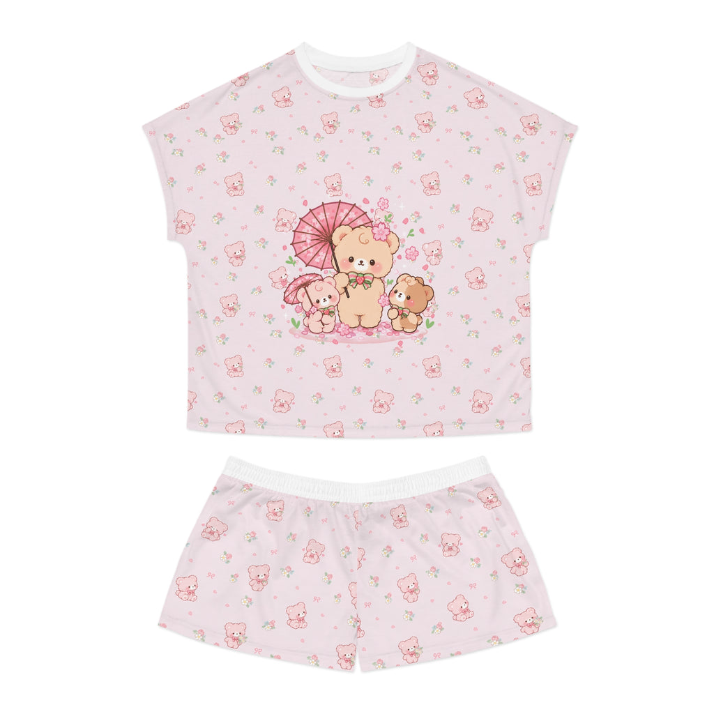 Kawaii Bears with Parasol Pajama Set | Women's Shorts Set