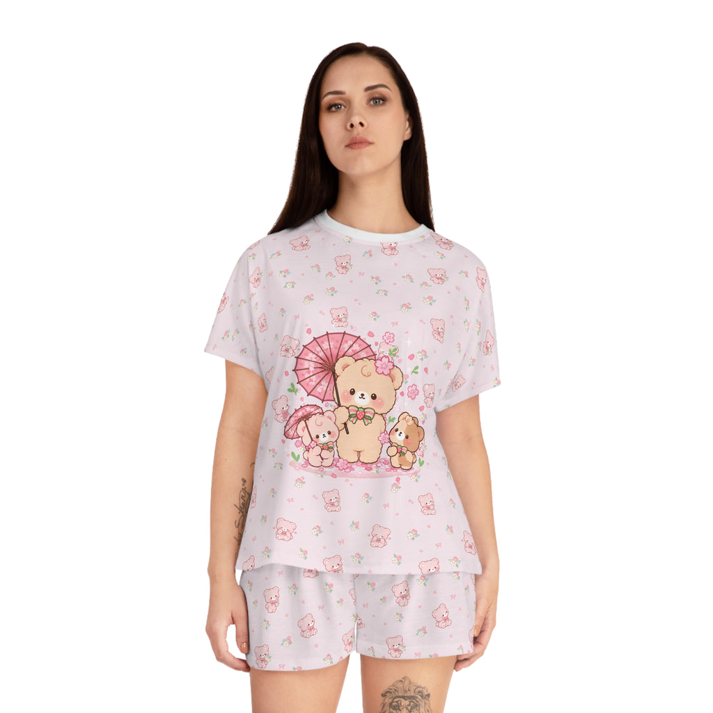 Kawaii Bears with Parasol Pajama Set | Women's Shorts Set