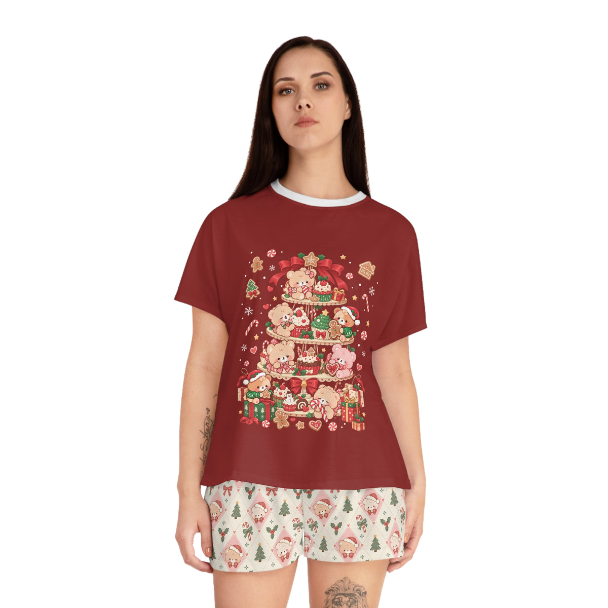 Cute Kawaii Christmas Tree Pile Pajama Set