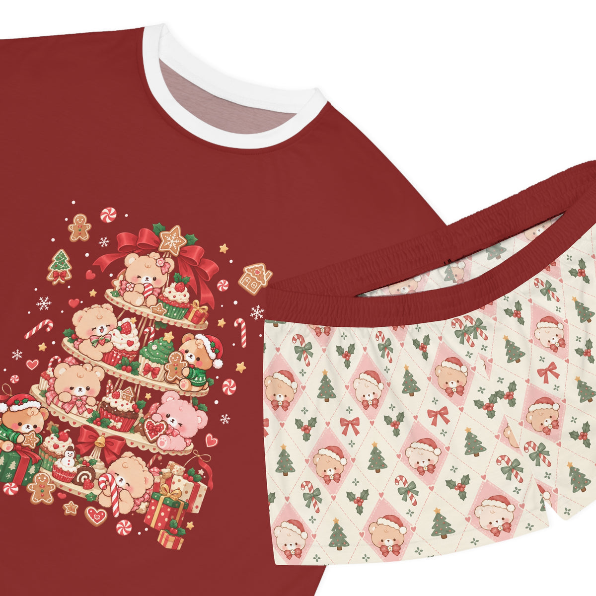 Cute Kawaii Christmas Tree Pile Pajama Set